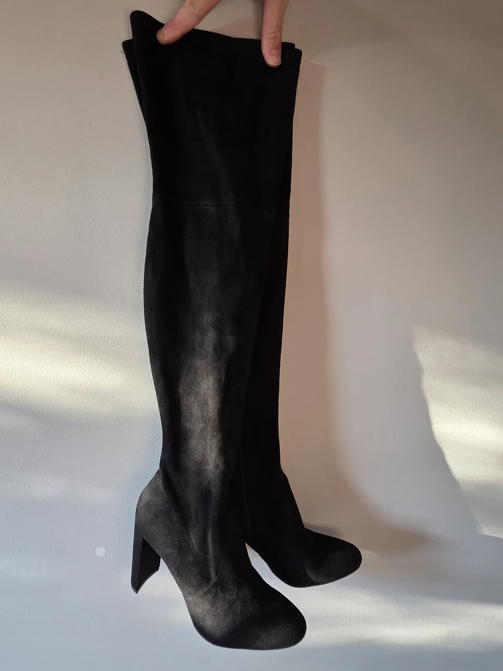 ALDO Black Suede Over-The-Knee Boots Block Heel Size [8 1/2] Excellent Condition